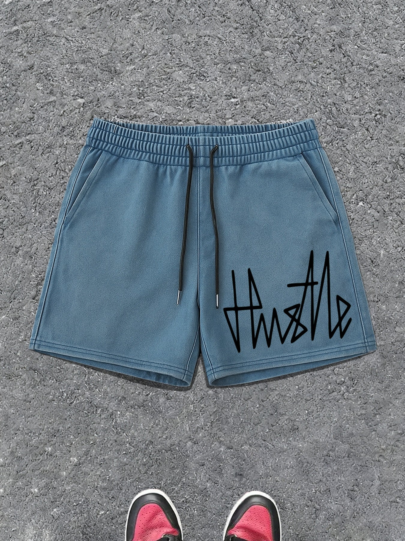 Herren Streetwear Shorts mit „Hustle“-Print – Lässige Urban Style Shorts für Alltag und Freizeit
