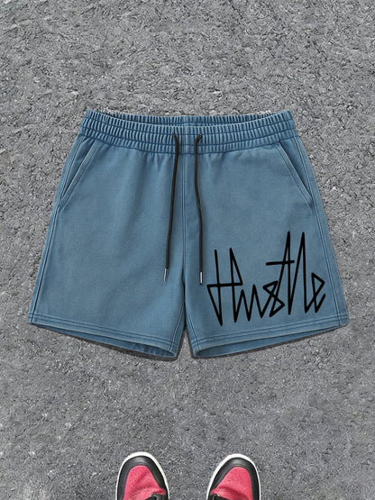 Herren Streetwear Shorts mit „Hustle“-Print – Lässige Urban Style Shorts für Alltag und Freizeit