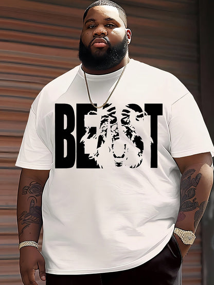 Men's T-Shirt with BEAST Print – Urban Streetwear Oversize, Short Sleeve