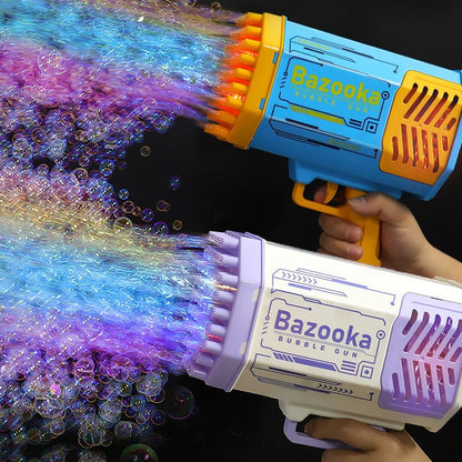 Kids Bazooka Bubble Gun – Electric Soap Bubble Pistol with 69 Nozzles, Rechargeable, for Boys and Girls, Outdoor Toy