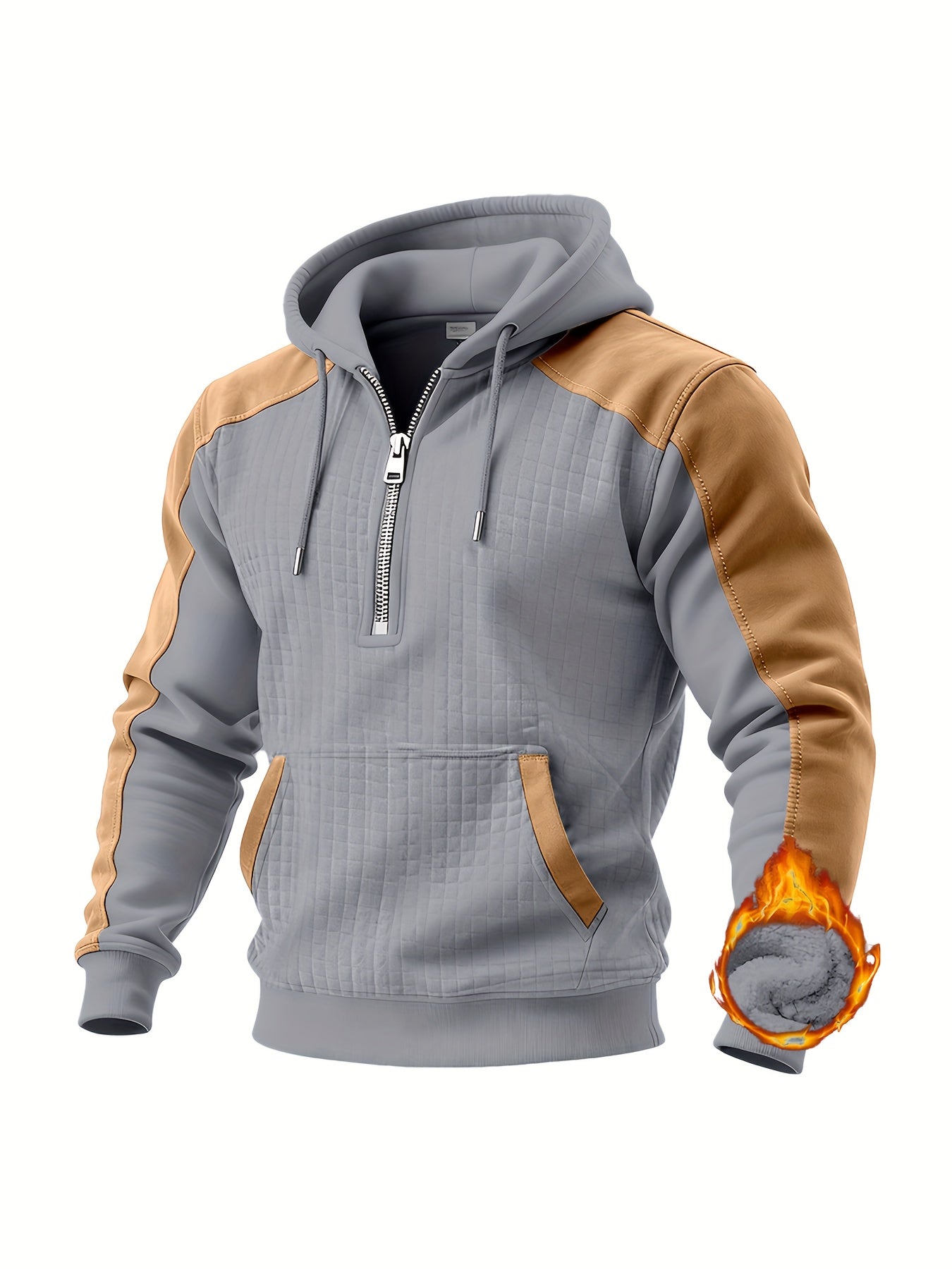 Herren Hoodie Halb-Reißverschluss Stepp-Optik Zweifarbig