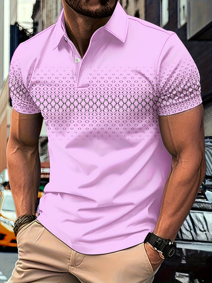 Herren Polo-Shirt mit geometrischem Muster – Modischer Freizeit-Look für Alltag und Sommer