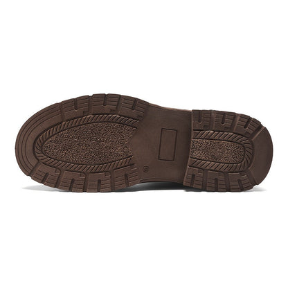 Men's lace-up ankle boots with a zipper and lug sole
