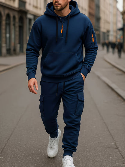 Men’s tracksuit with hoodie and cargo pants – sporty, casual, multicolored