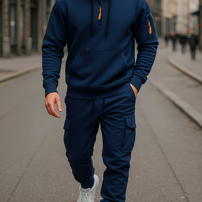 Men’s tracksuit with hoodie and cargo pants – sporty, casual, multicolored