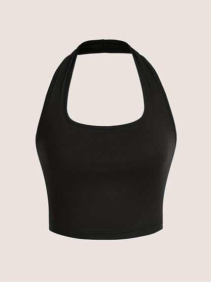 Women's Halterneck Crop Top – Backless, Summer, Casual Style