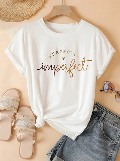 Women's T-shirt with 'Perfectly Imperfect' Print – Casual Style, Motivational Design, Everyday & Leisure
