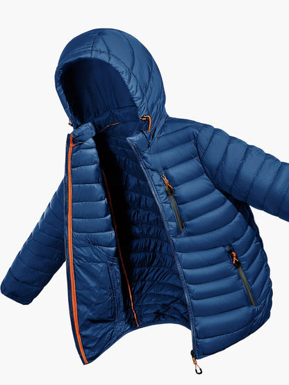 Men's Quilted Jacket with Hood – Lightweight Outdoor Transitional Jacket, Casual Style