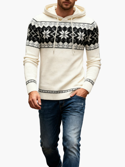 Men's hoodie with Scandinavian Christmas pattern – casual winter hoodie