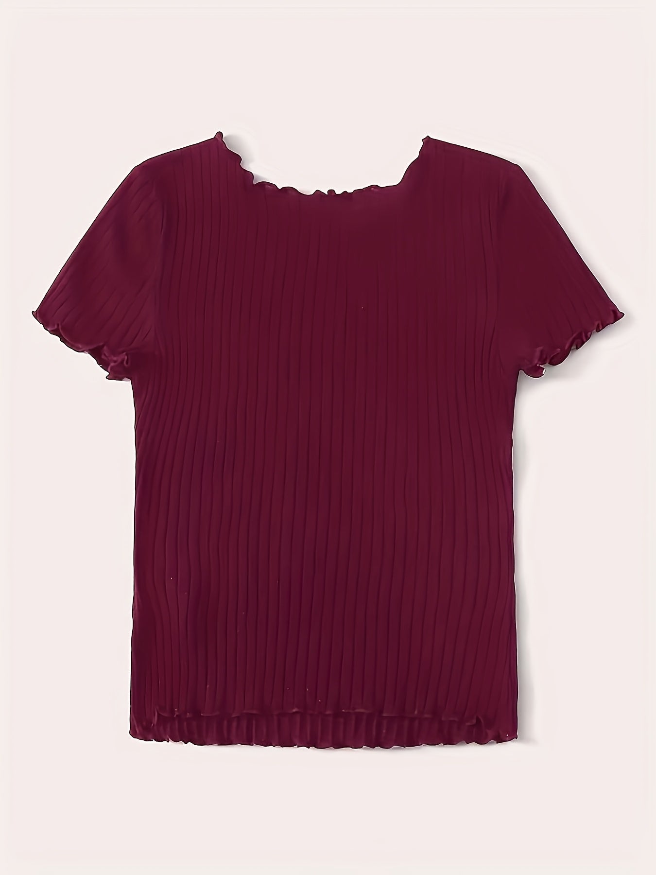 Women's short-sleeve ribbed top with wavy hem – fashionable basic for everyday and office wear