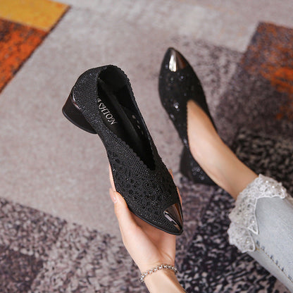 Michelle – Hohe Mesh Pumps mit Strasssteinen