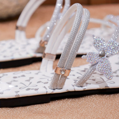 Women's flat sandals with butterfly applique – Elegant summer shoes for everyday wear and events