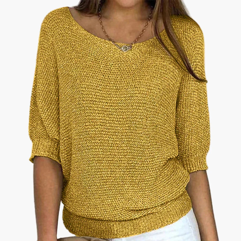 Women's knitted sweater with wide neckline – Casual comfort for everyday and leisure