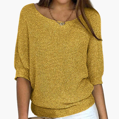 Women's knitted sweater with wide neckline – Casual comfort for everyday and leisure