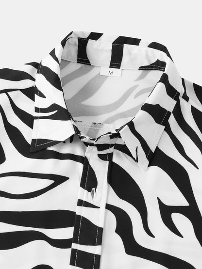 Herren Kurzarm Resort Hemd mit Zebra Muster – Modisches Statement für Freizeit und Urlaub
