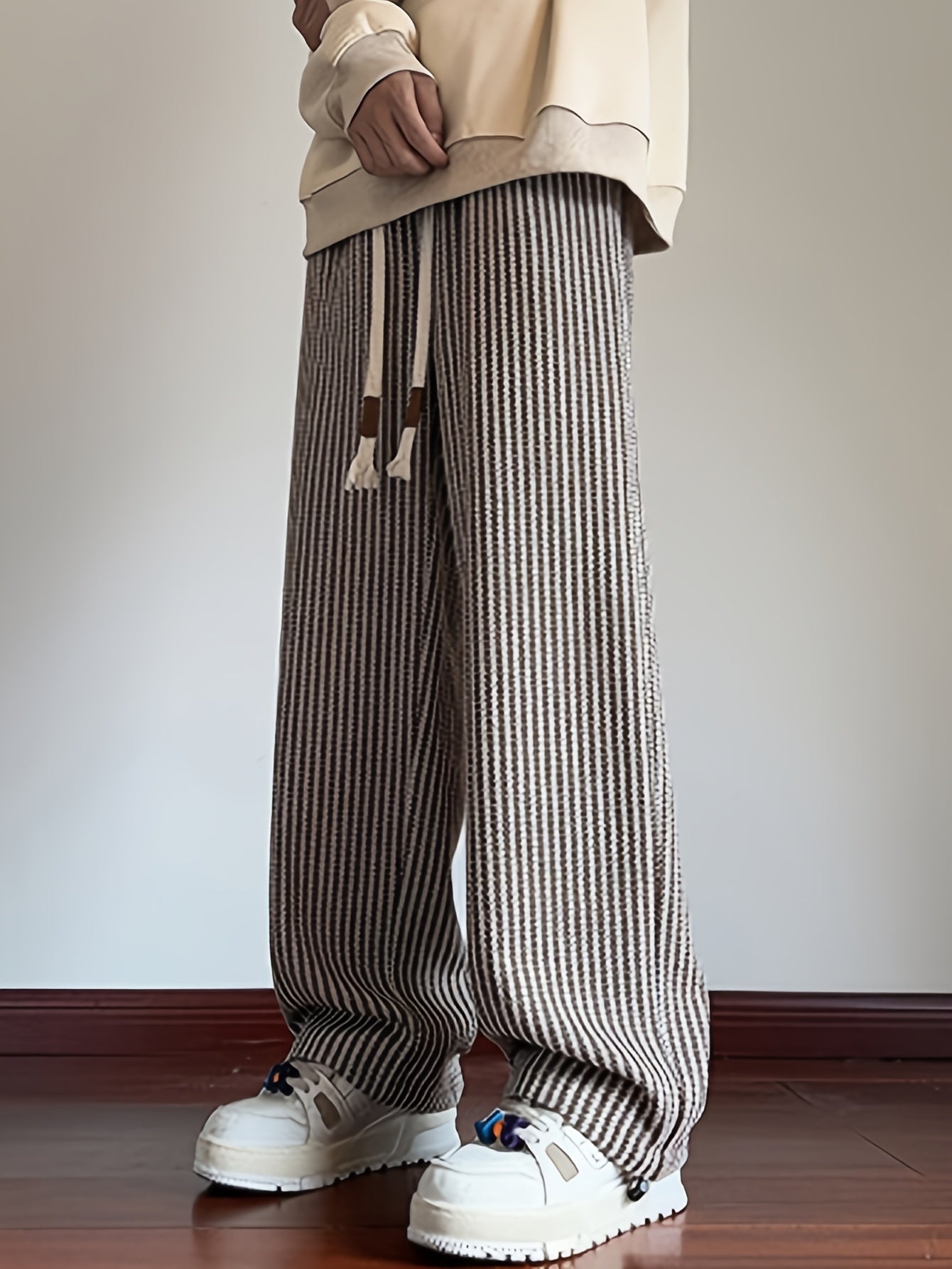 Herren Freizeit-Hose mit Zickzackmuster und geradem Bein – Bequeme Streetwear für Alltag und Freizeit