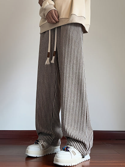 Herren Freizeit-Hose mit Zickzackmuster und geradem Bein – Bequeme Streetwear für Alltag und Freizeit