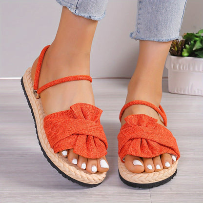 Women's summer sandals with bow and ankle strap – fashionable casual shoes for everyday wear & vacation