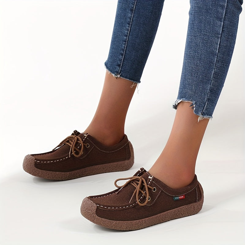 Damen Freizeit-Slipper im Mokassin-Stil – Bequeme Alltags-Schnürschuhe