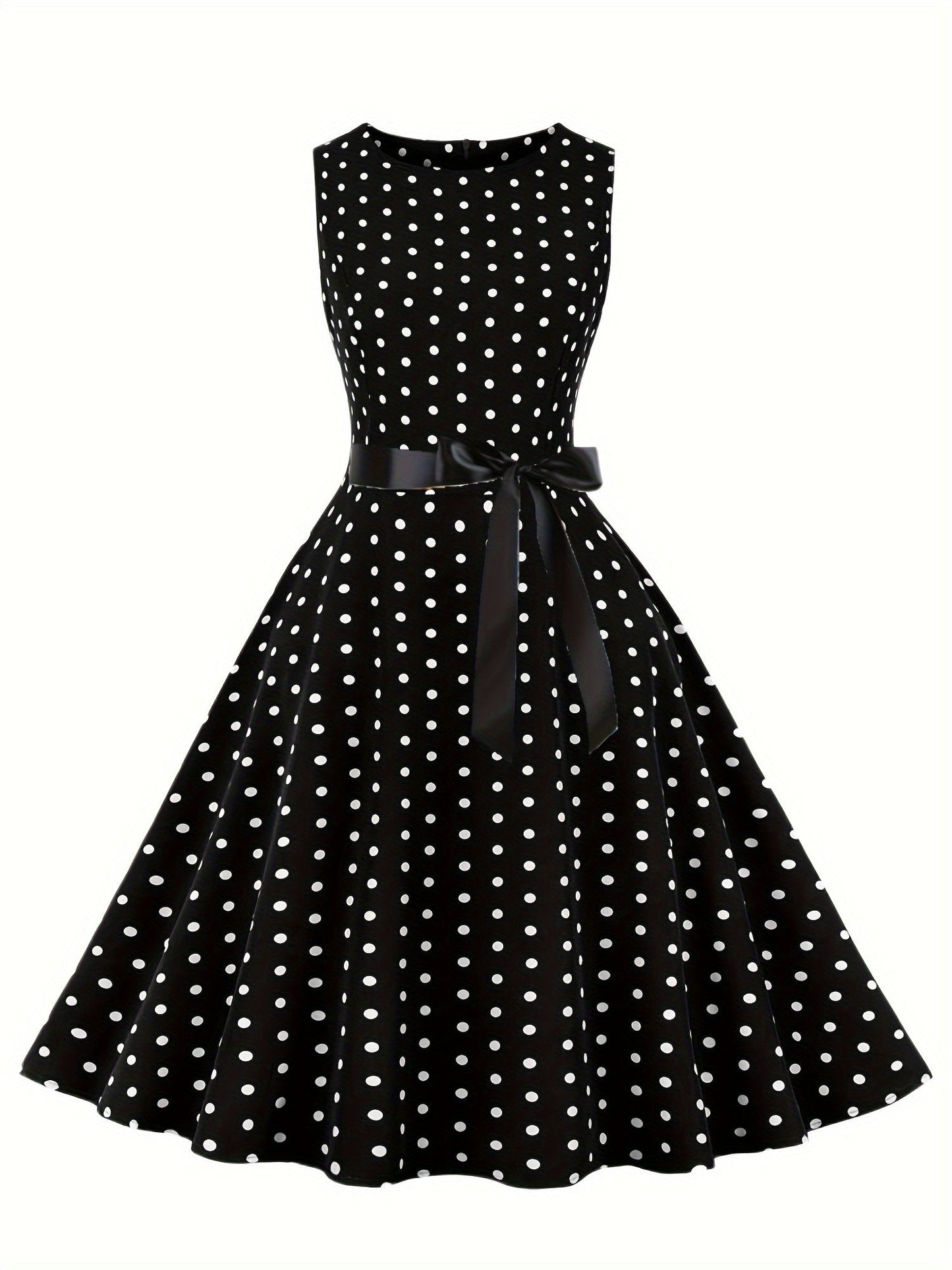 Women's Vintage Polka Dot Fit & Flare Dress for Festive Occasions and Everyday Wear