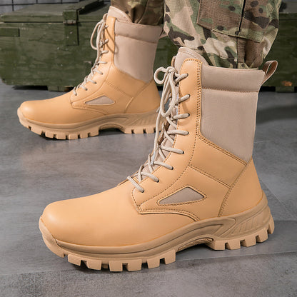 Men's lace-up boots with a high shaft and durable sole