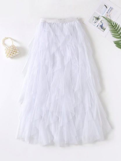 Women's Maxi Skirt with Ruffle Layers – Elegant Tulle Skirt for Formal Occasions