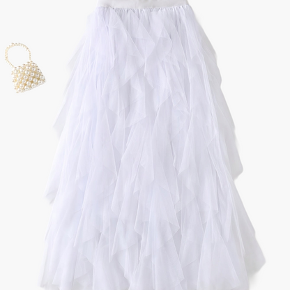 Women's Maxi Skirt with Ruffle Layers – Elegant Tulle Skirt for Formal Occasions