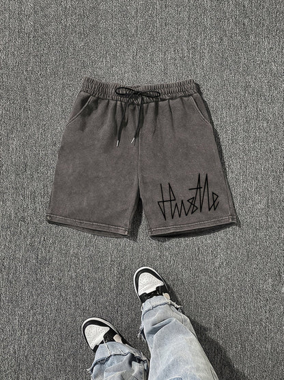 Herren Streetwear Shorts mit „Hustle“-Print – Lässige Urban Style Shorts für Alltag und Freizeit