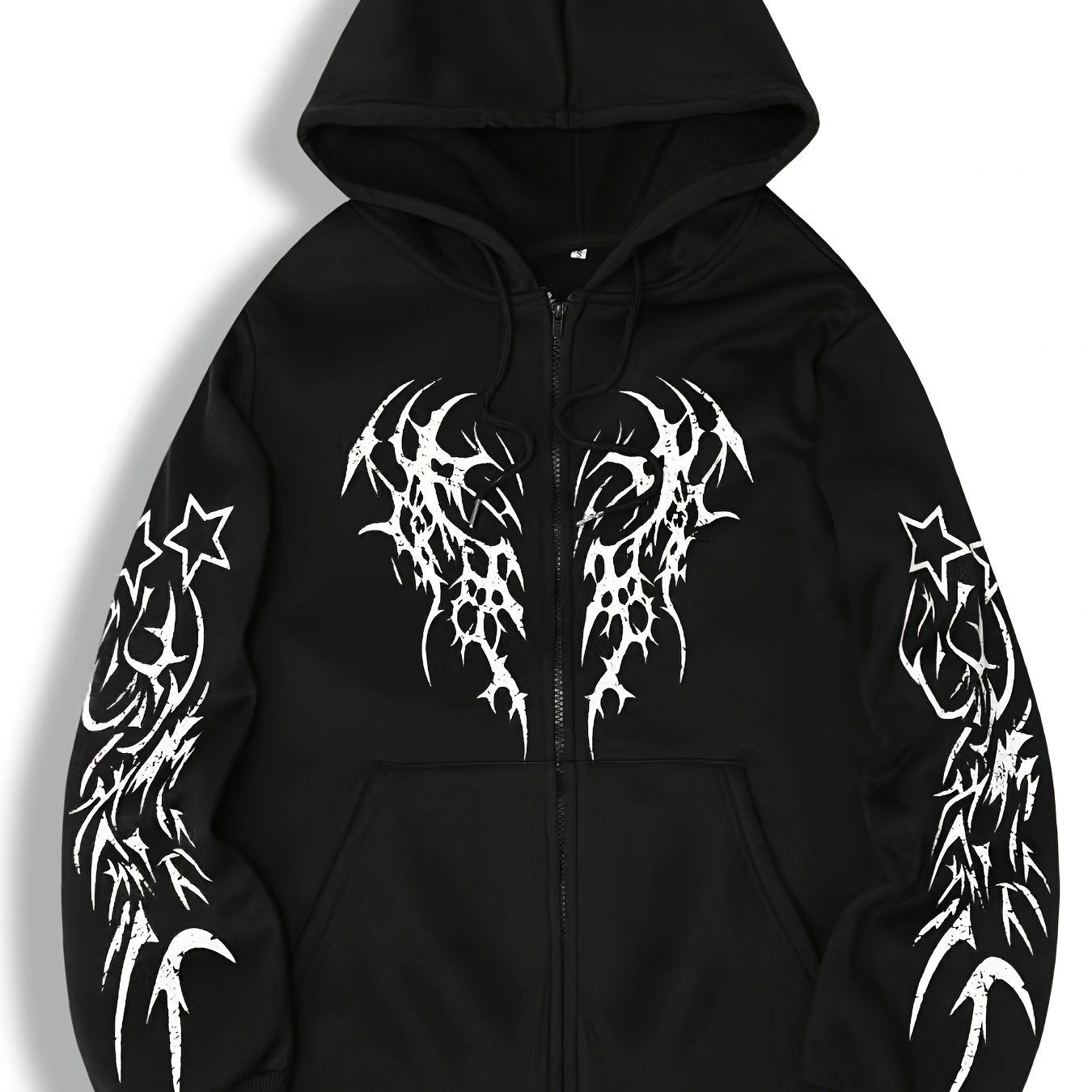 Hooded jacket with a zipper and graphic print