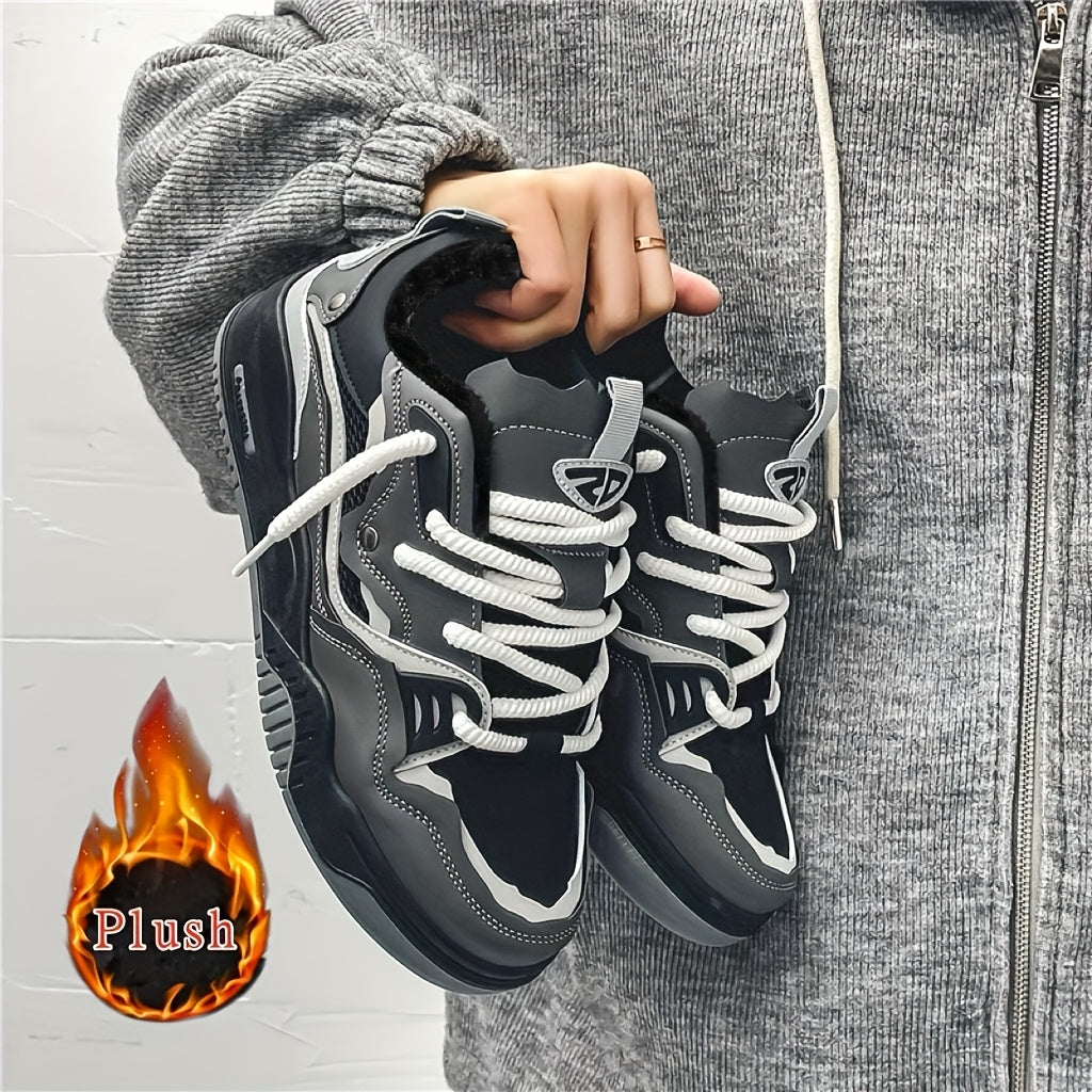 Unisex sneakers with a thick sole and plush lining, white-gray