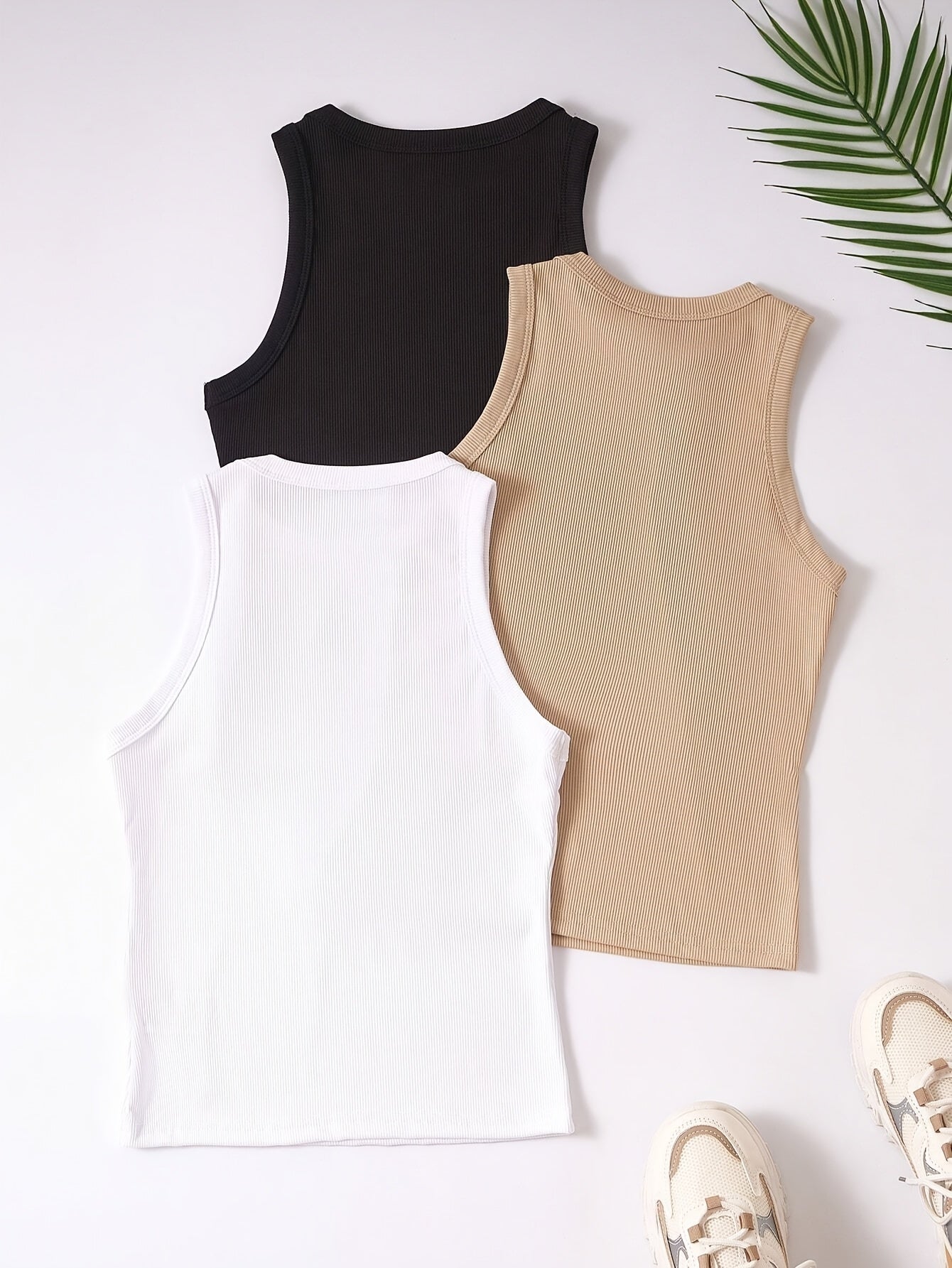 Damen Sportliche Basic Tanktops 3er Pack – Ärmellos, Rundhals, Sommer Freizeit