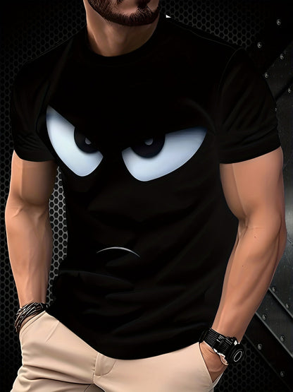 Herren T-Shirt mit lustigem Comic-Gesicht – Freizeit & Streetwear, Regular Fit
