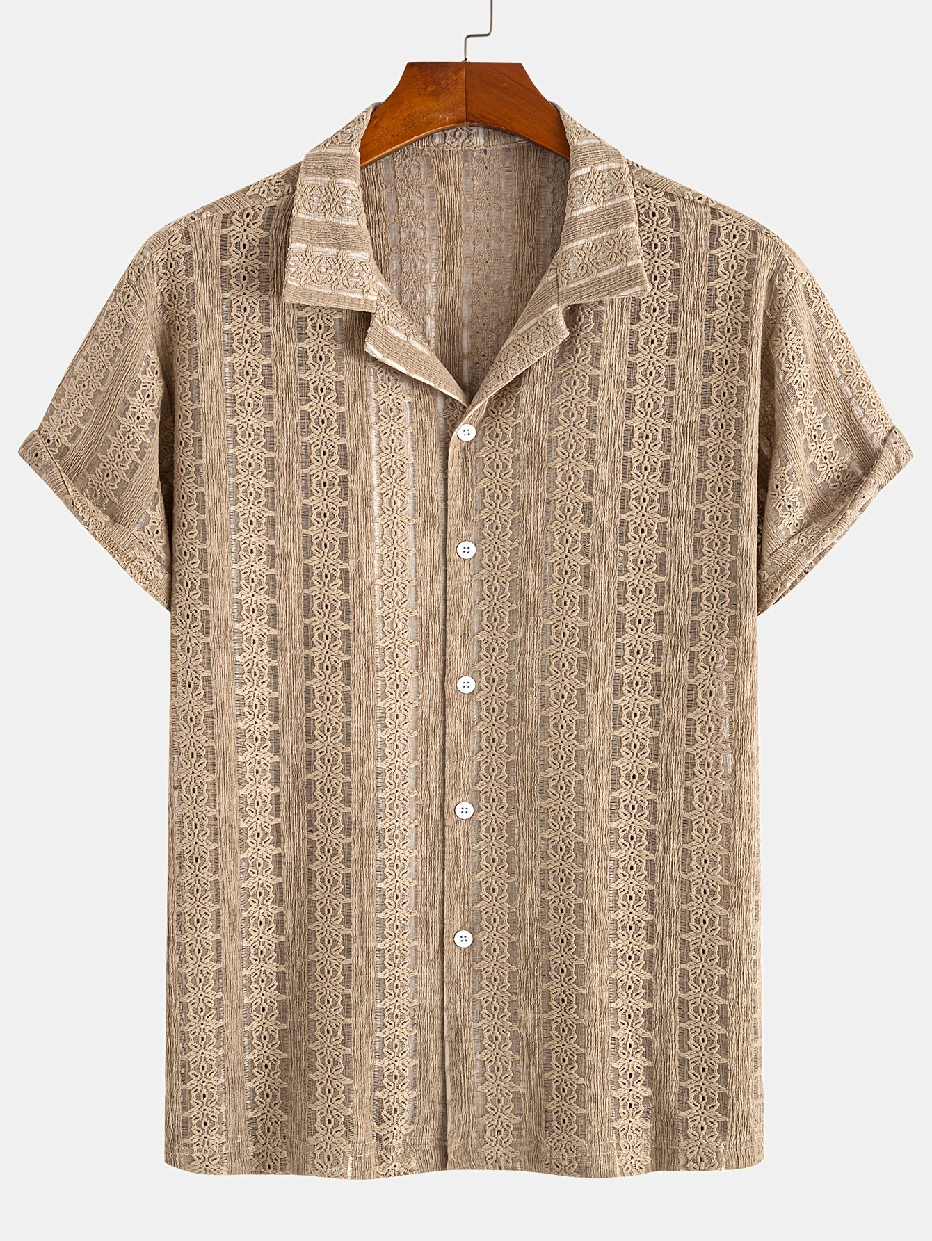 Herren Kurzarm Resorthemd mit Spitze und Knopfleiste – Modernes Freizeitshirt für Sommer und Urlaub