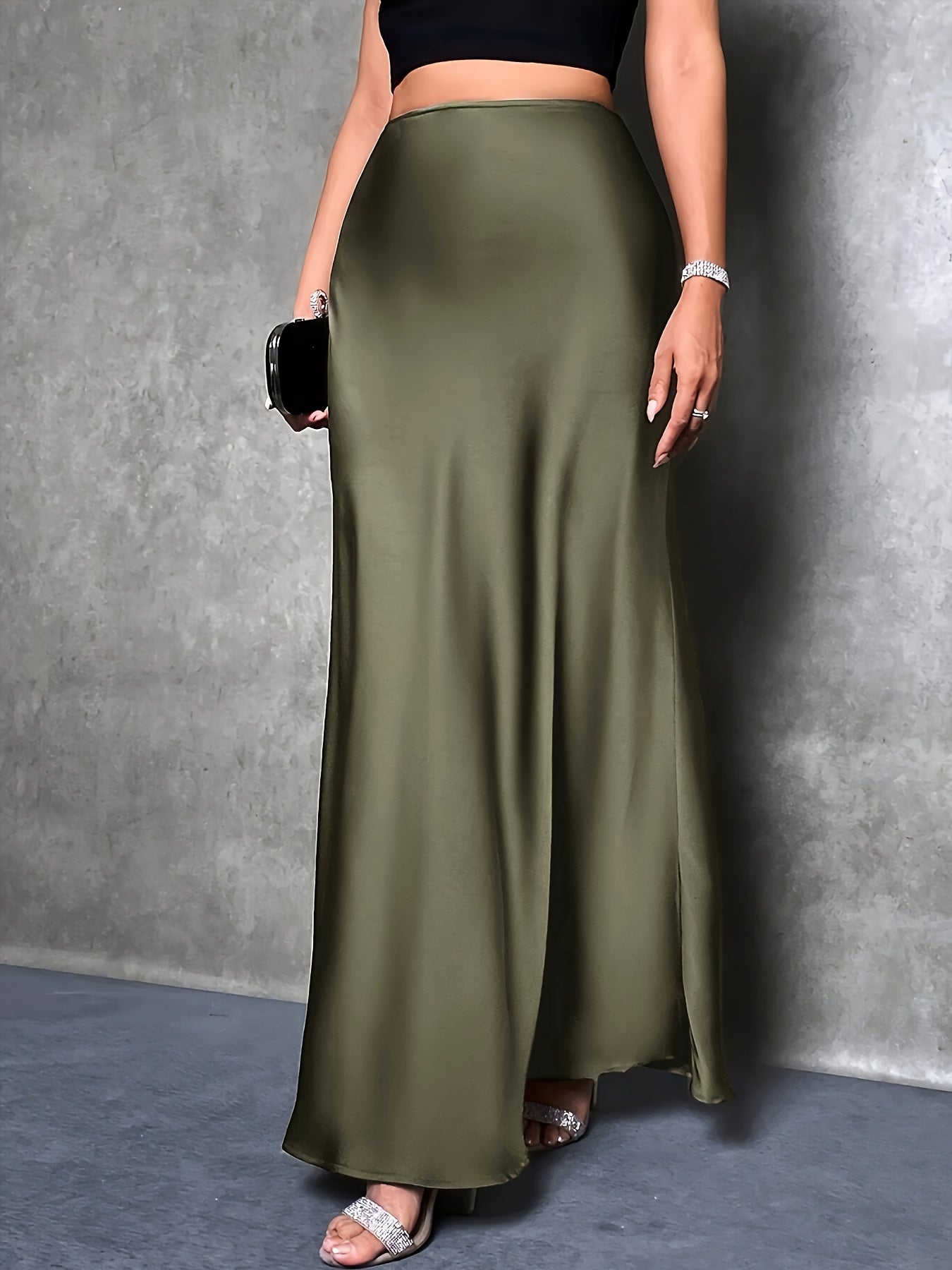 Women's Elegant Maxi Skirt for Evening & Occasion, High Waist, Flared Cut