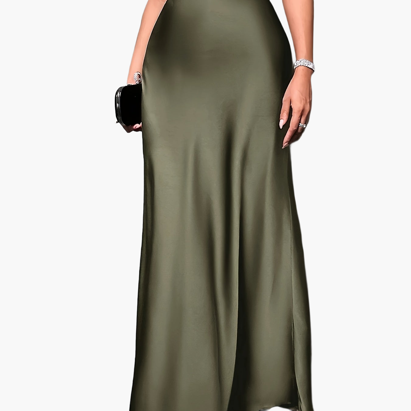 Women's Elegant Maxi Skirt for Evening & Occasion, High Waist, Flared Cut