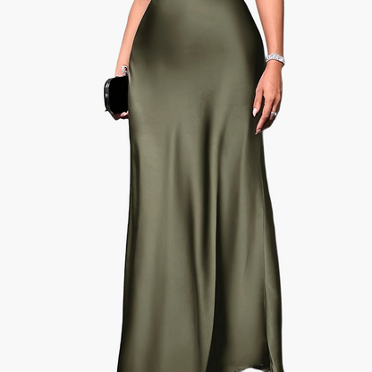 Women's Elegant Maxi Skirt for Evening & Occasion, High Waist, Flared Cut