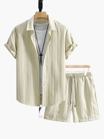 Men's Casual Set – Short-Sleeve Shirt and Shorts, Modern Summer Outfit, Sporty Look