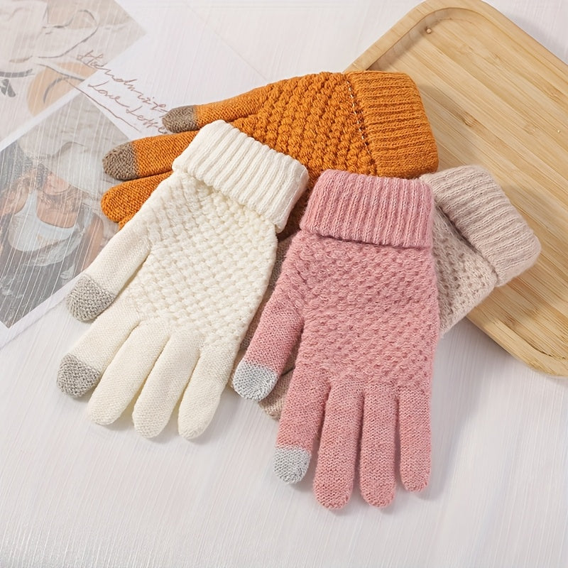 Unisex knitted gloves with touchscreen functionality, warm winter gloves
