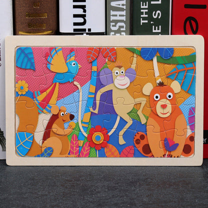 Children's Wooden Puzzle Set – Colorful Educational Toys in Storage Metal Box, from 3 Years, Unisex