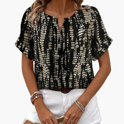 Women's Elegant Summer Blouse with Modern Print for Leisure and Everyday Wear