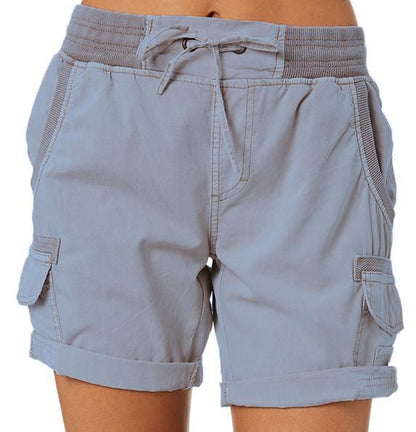 Women's Cargo Shorts Leisure Summer with Drawstring, Elastic Waistband and Pockets – Comfortable Outdoor & Casual Bermuda Shorts