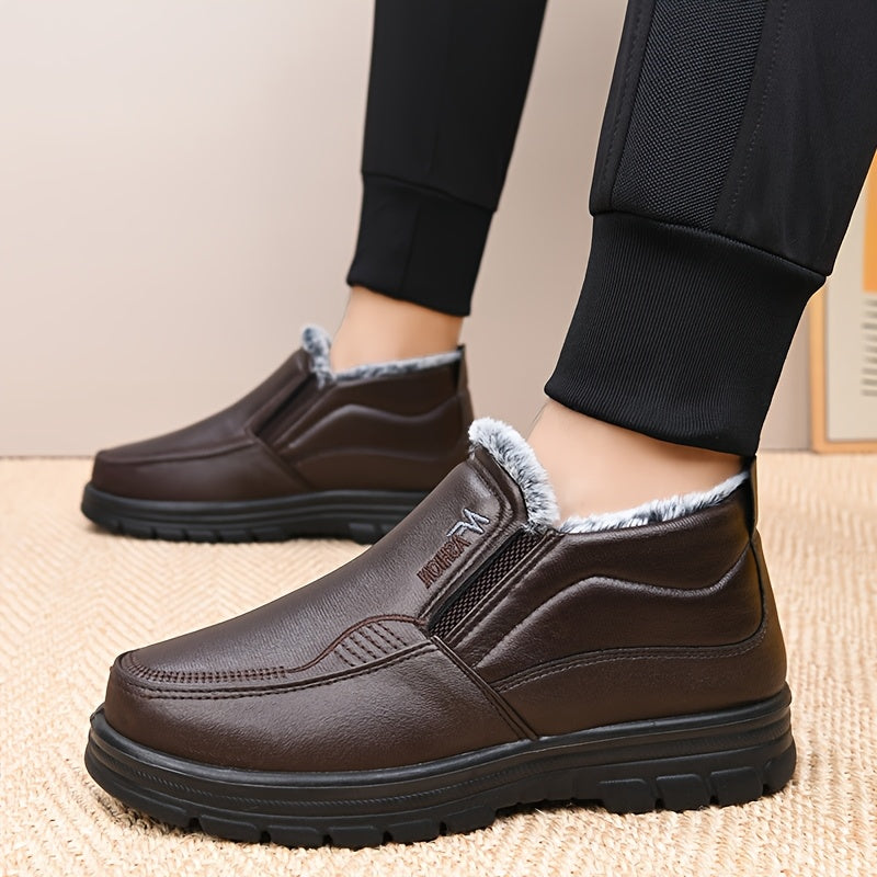 Men's winter loafers, lined warm casual slip-on shoes