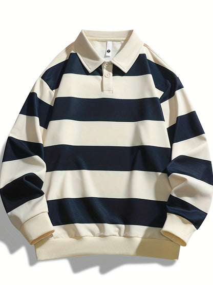 Gestreiftes Langarm-Poloshirt mit Kragen
