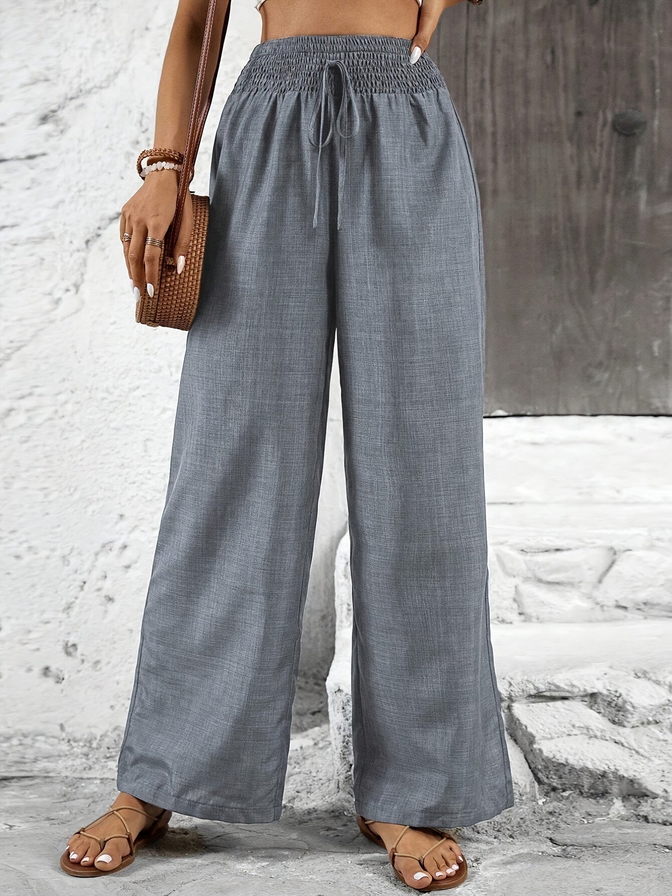 Women's Wide Elegant Pants with Elastic Waistband – Perfect for Everyday and Leisure