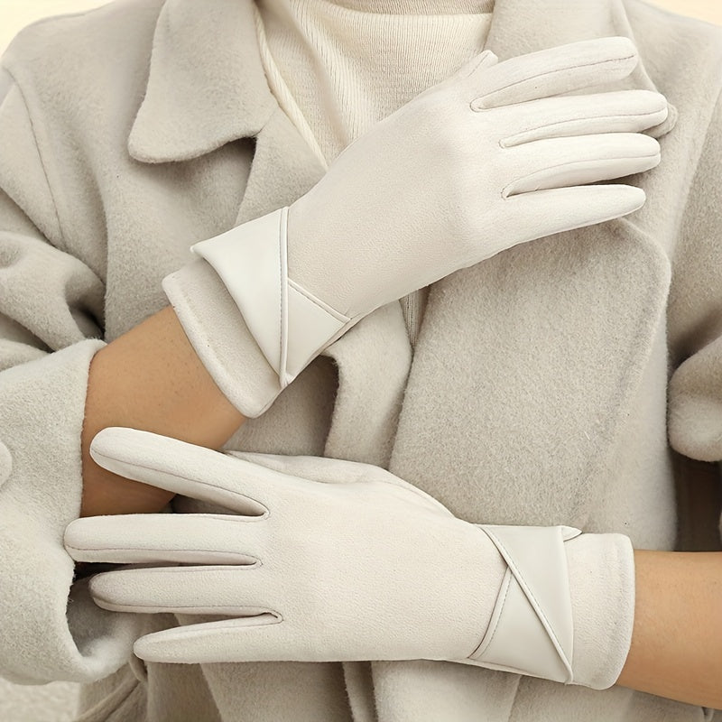 Damen Handschuhe Braun mit Wickeldetail Weiches Material Einheitsgröße