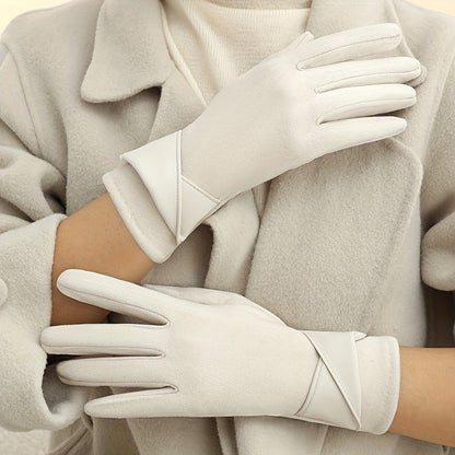 Damen Handschuhe Braun mit Wickeldetail Weiches Material Einheitsgröße