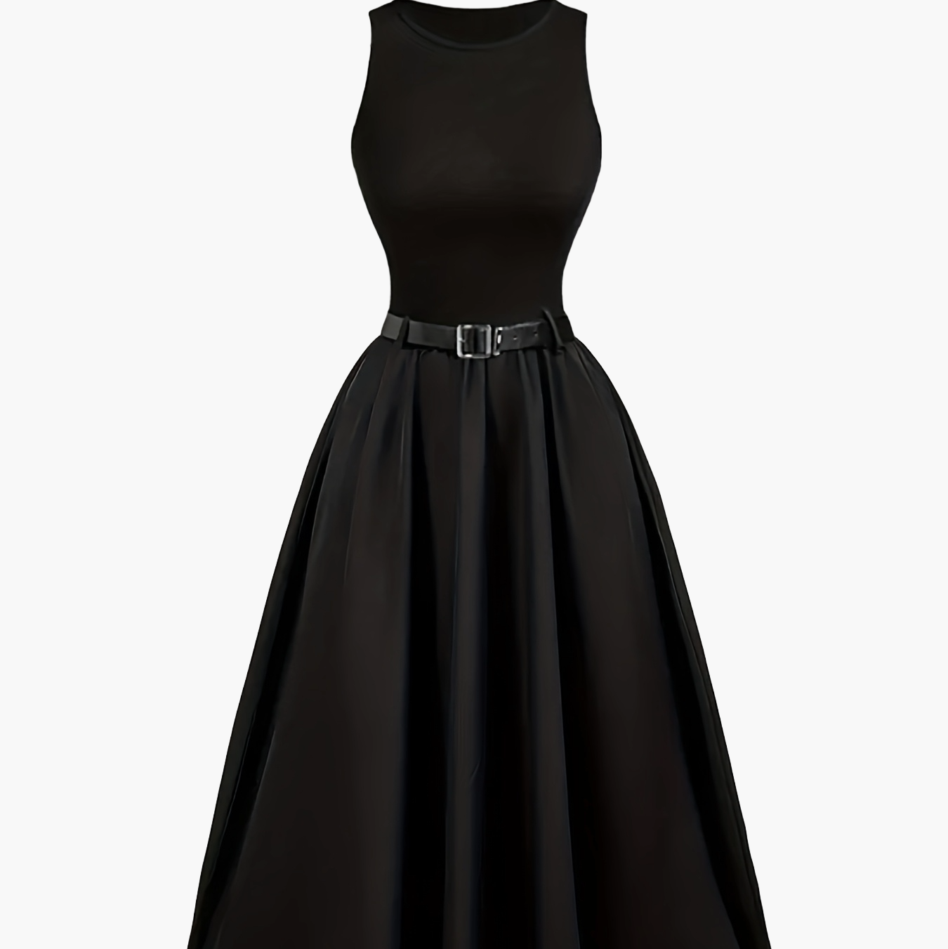 Women's Elegant A-Line Evening Dress with Belt, Sleeveless, Festive and Stylish for Special Occasions