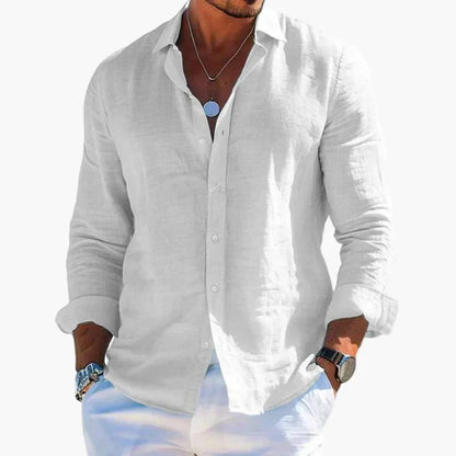 Men's Casual Shirt with Turn-Down Collar – Modern Long-Sleeve Shirt for Everyday and Vacation