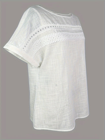 Women's Summer Blouse Elegant with Lace Details and Short Sleeves – Perfect Top for Everyday and Vacation