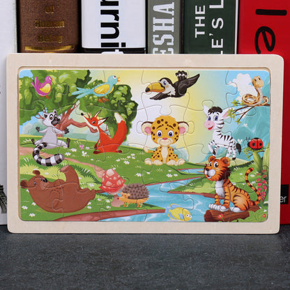 Children's Wooden Puzzle Set – Colorful Educational Toys in Storage Metal Box, from 3 Years, Unisex